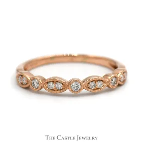 .10cttw Round Diamond Stackable Band with Alternating Round and Marquise Shape in 10k Rose Gold