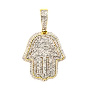 10K GOLD DIAMOND 3D HAMSA PENDANT 2.5 CT