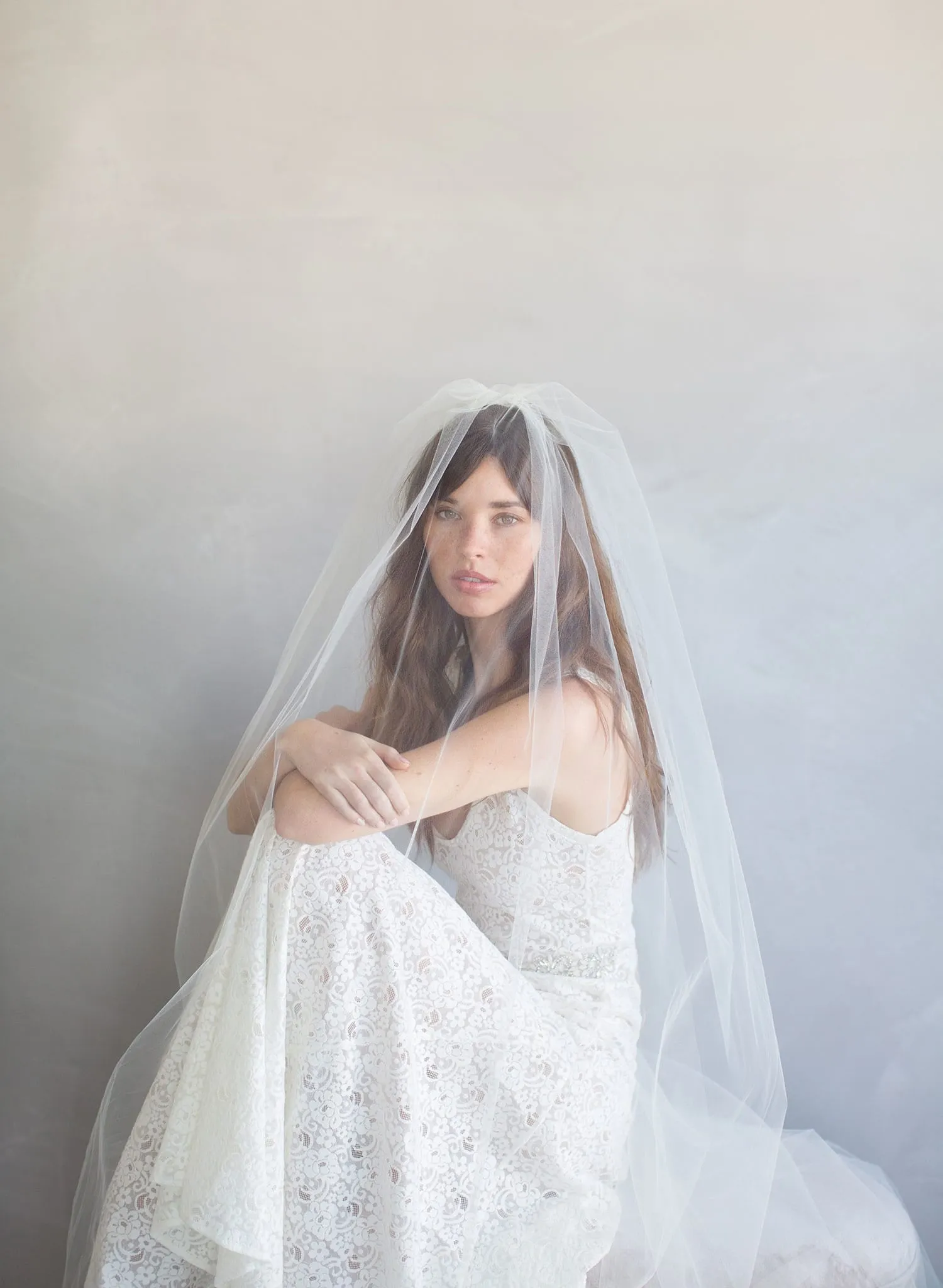 2 piece simple gathered veil - Style #786