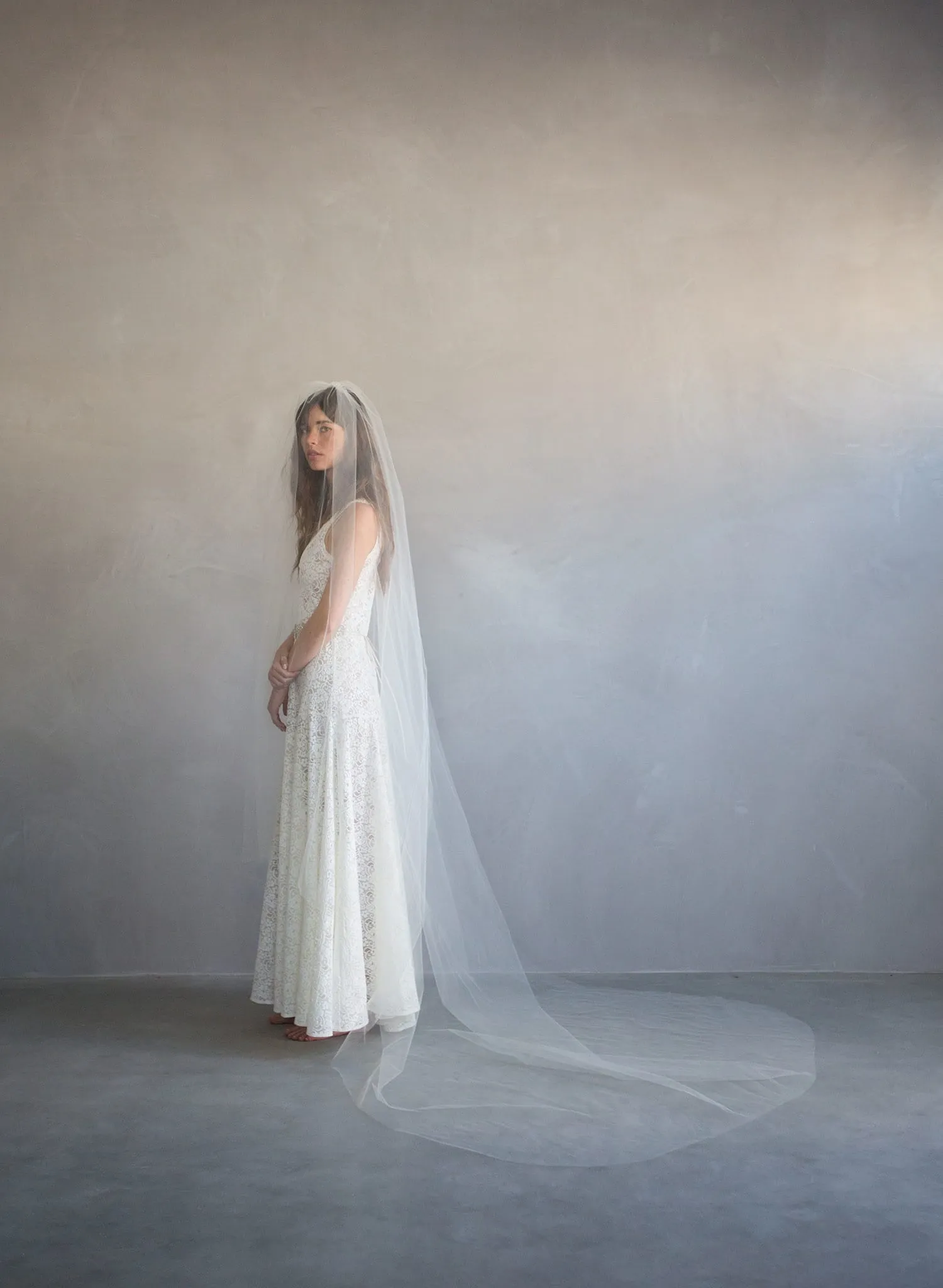 2 piece simple gathered veil - Style #786