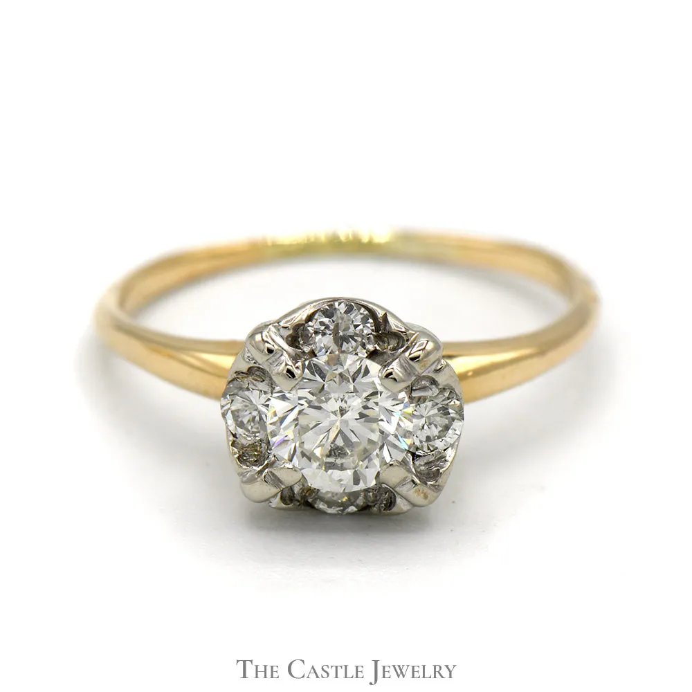 3/4cttw Diamond Cluster Ring in 14k Yellow Gold