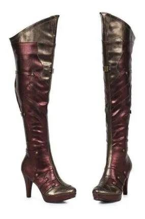 414-WONDER Costume Boot | Red Faux Leather