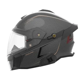 509  Delta V Carbon Commander Snowmobile Helmet Fidlock Heated Shield Black Gold FMVSS 218