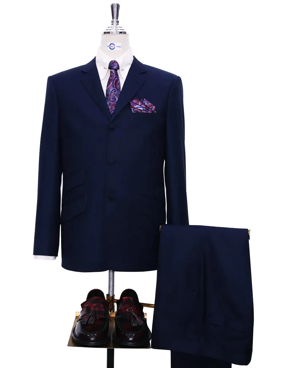 60s Style Essential Dark Navy Blue Suit