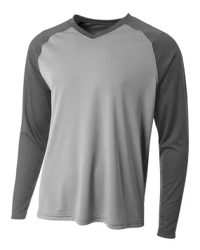 A4 N3374 Long Sleeve Strike Raglan Tee - Silver Graphite