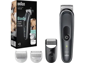 Afeitadora corporal - Braun 5 BG5340, Para hombres, Peine para zonas sensibles, Negro