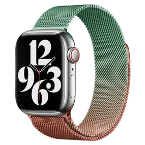 Apple Watch (38/40/SE/41mm) Gradient Magnetisk Stål Rem - Orange / Grøn