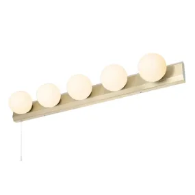 Ara Hollywood 5 Light Wall Light in Chrome/Matt Black/Satin Brass Finish IP44