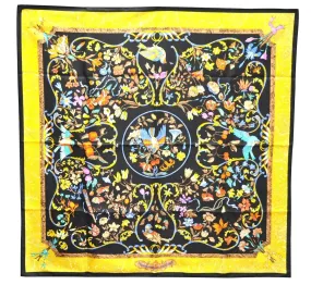 Auth HERMES Carre 90 Scarf "PIERRES d'ORIENT et d'OCCIDENT" Silk Black Box 1313D