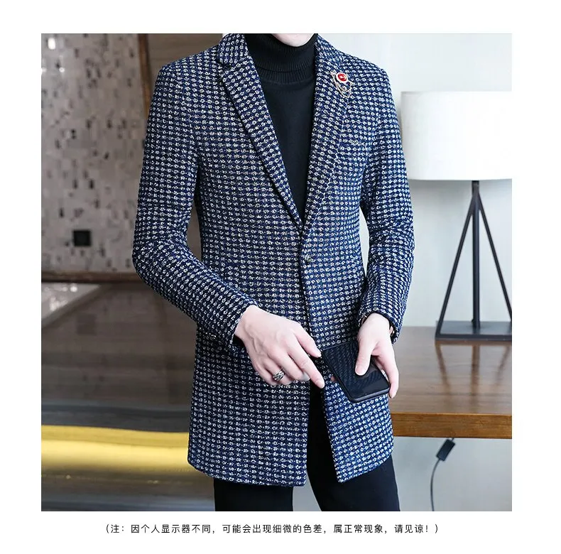 Autumn and Winter Fashion Slim Fit Men's Woolen Korean Style Coat