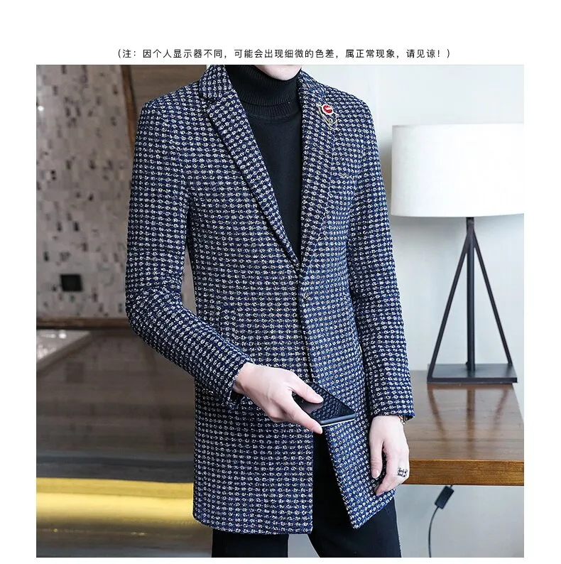 Autumn and Winter Fashion Slim Fit Men's Woolen Korean Style Coat