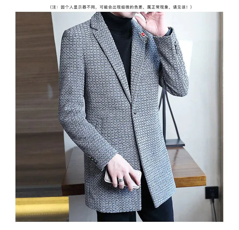 Autumn and Winter Fashion Slim Fit Men's Woolen Korean Style Coat