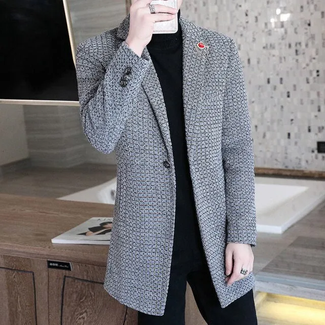 Autumn and Winter Fashion Slim Fit Men's Woolen Korean Style Coat