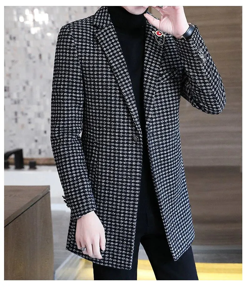 Autumn and Winter Fashion Slim Fit Men's Woolen Korean Style Coat