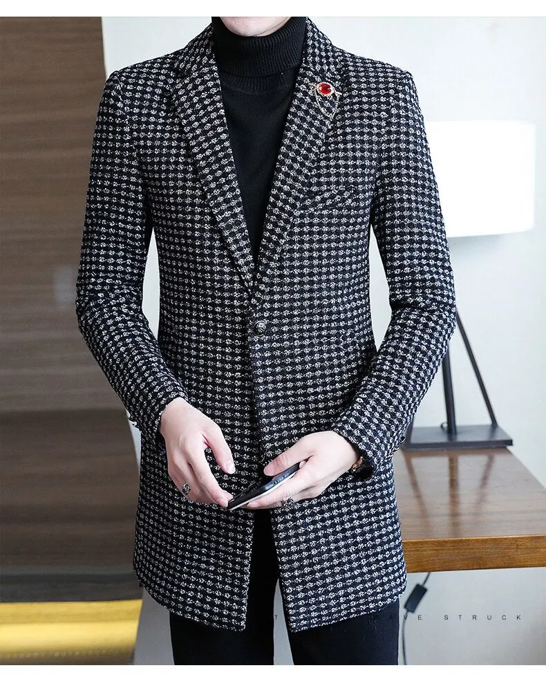 Autumn and Winter Fashion Slim Fit Men's Woolen Korean Style Coat