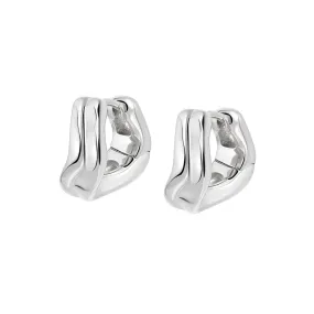 Banded Wave Huggie Earrings Sterling Silver