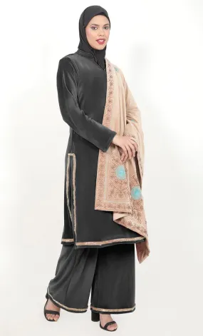 Beautiful Kashmiri Style Aari Work Detailing Shawl