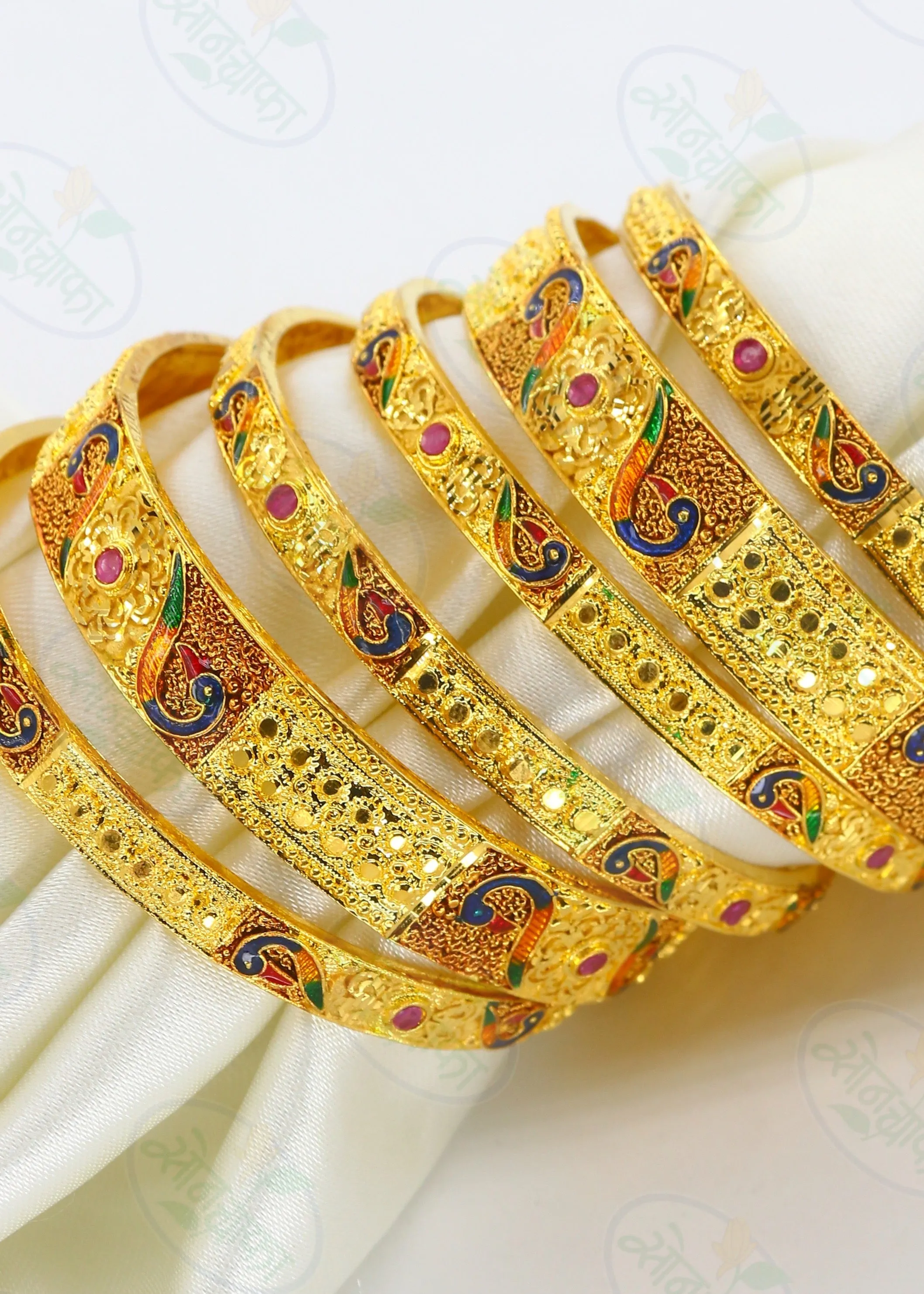 BEAUTIFUL PEACOCK DESIGNER GOLD PLATED BANGLES