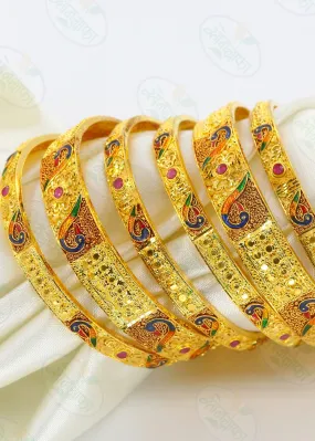 BEAUTIFUL PEACOCK DESIGNER GOLD PLATED BANGLES