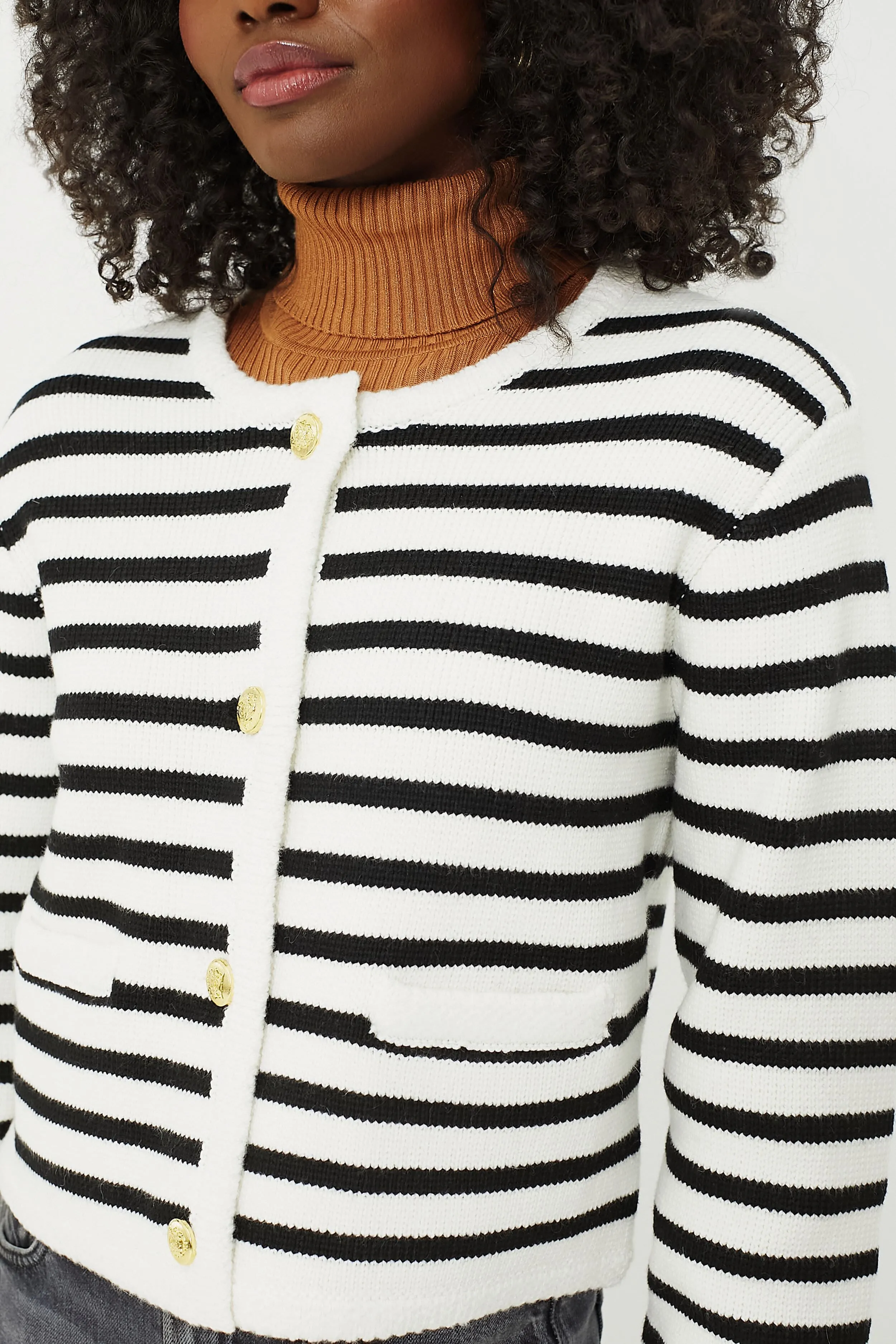 Black & Cream Stripe Annie Structured Cardigan