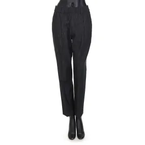 Black Dark Polished Denim Baggy Trousers - Monili Loop Details