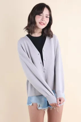 BLISSE KNIT CARDIGAN IN TAUPE GREY