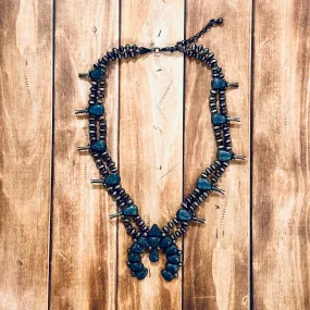 Blue Lapis Squash Blossom Necklace for Western Style