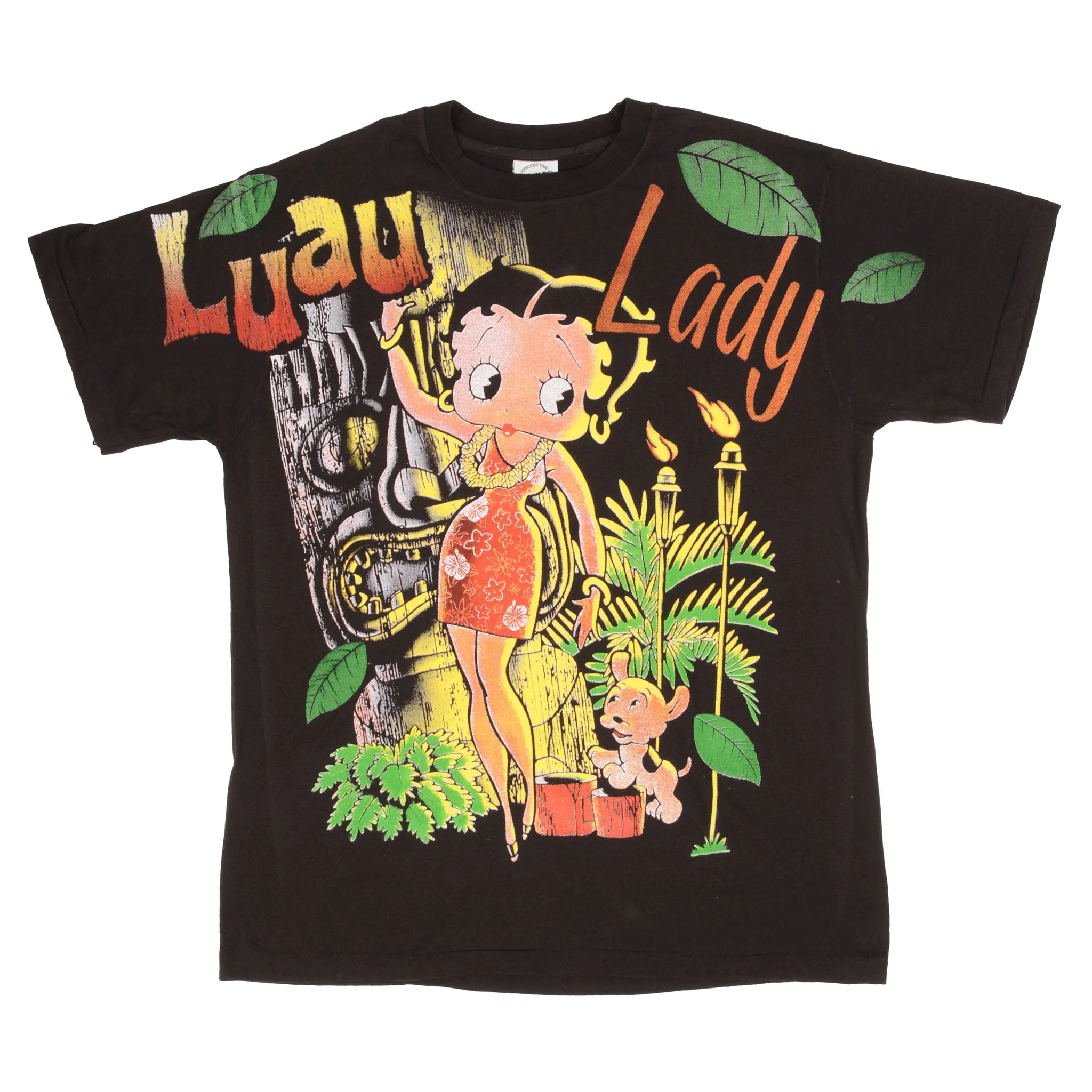 BOOTLEG BETTY BOOP LUAU LADY ALL OVER PRINT TEE SHIRT SIZE XL SINGLE STITCH