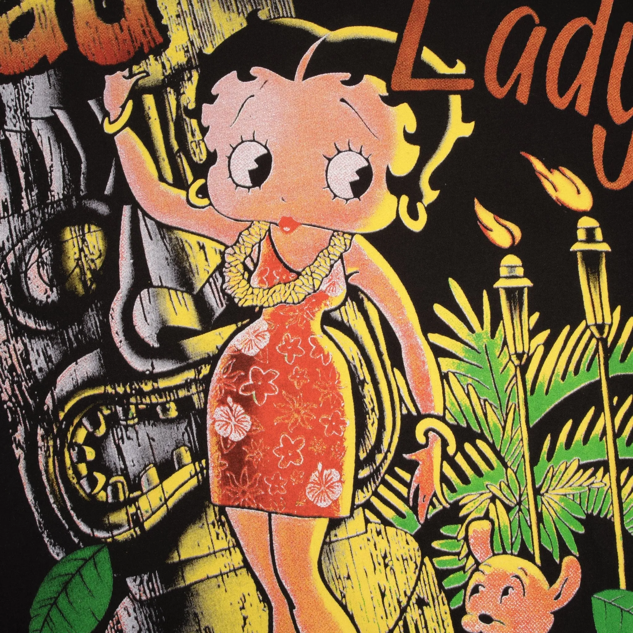 BOOTLEG BETTY BOOP LUAU LADY ALL OVER PRINT TEE SHIRT SIZE XL SINGLE STITCH