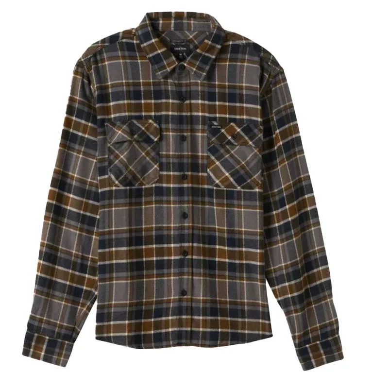 BOWERY L/S FLANNEL BLACK/DESERT PALM/BEIGE