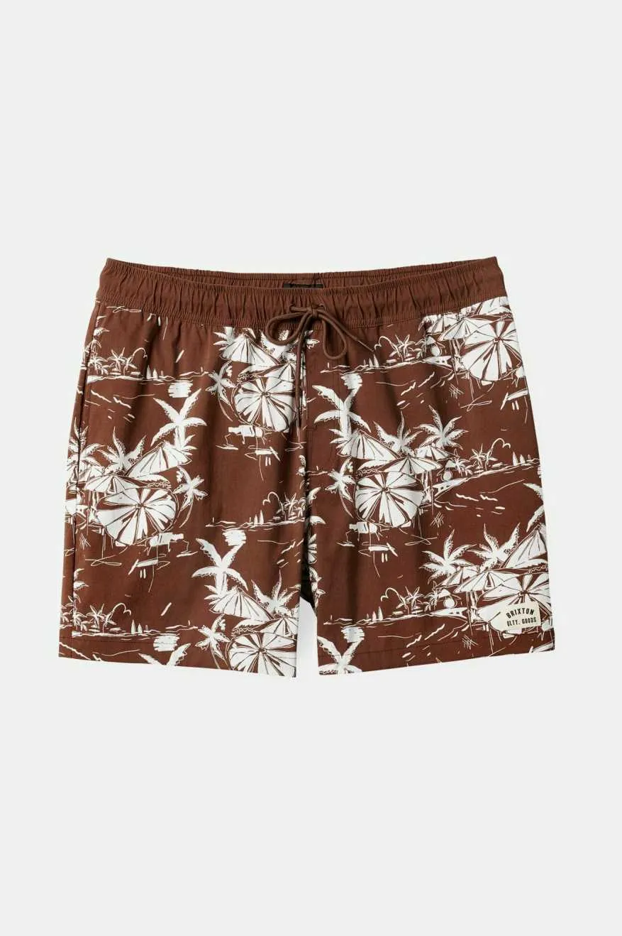 BRIXTON VOYAGE SHORT 16" - SEPIA UMBRELLA SCENE