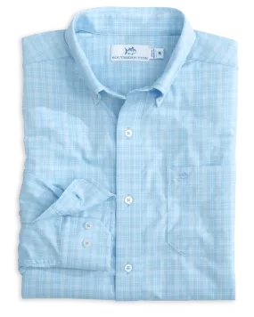 brrr° Intercoastal Pettigru Plaid Long Sleeve Sport Shirt - Clearwater Blue