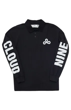 Cloud9 x PacSun Long Sleeve Polo. Black.