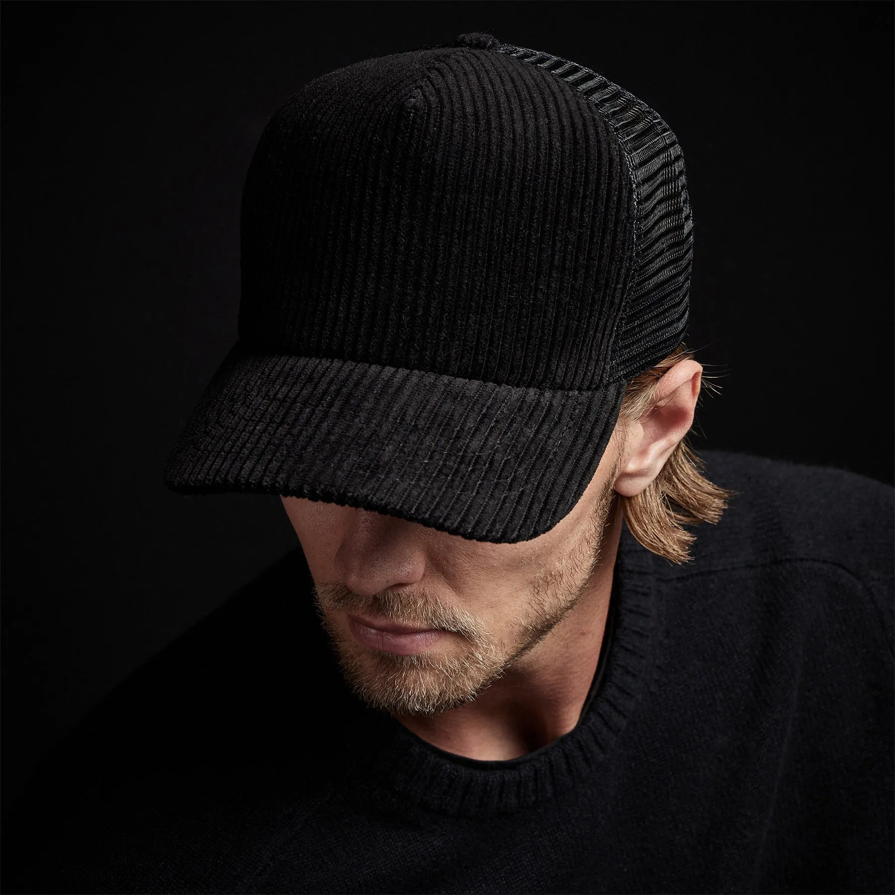 Corduroy Trucker Hat - Black