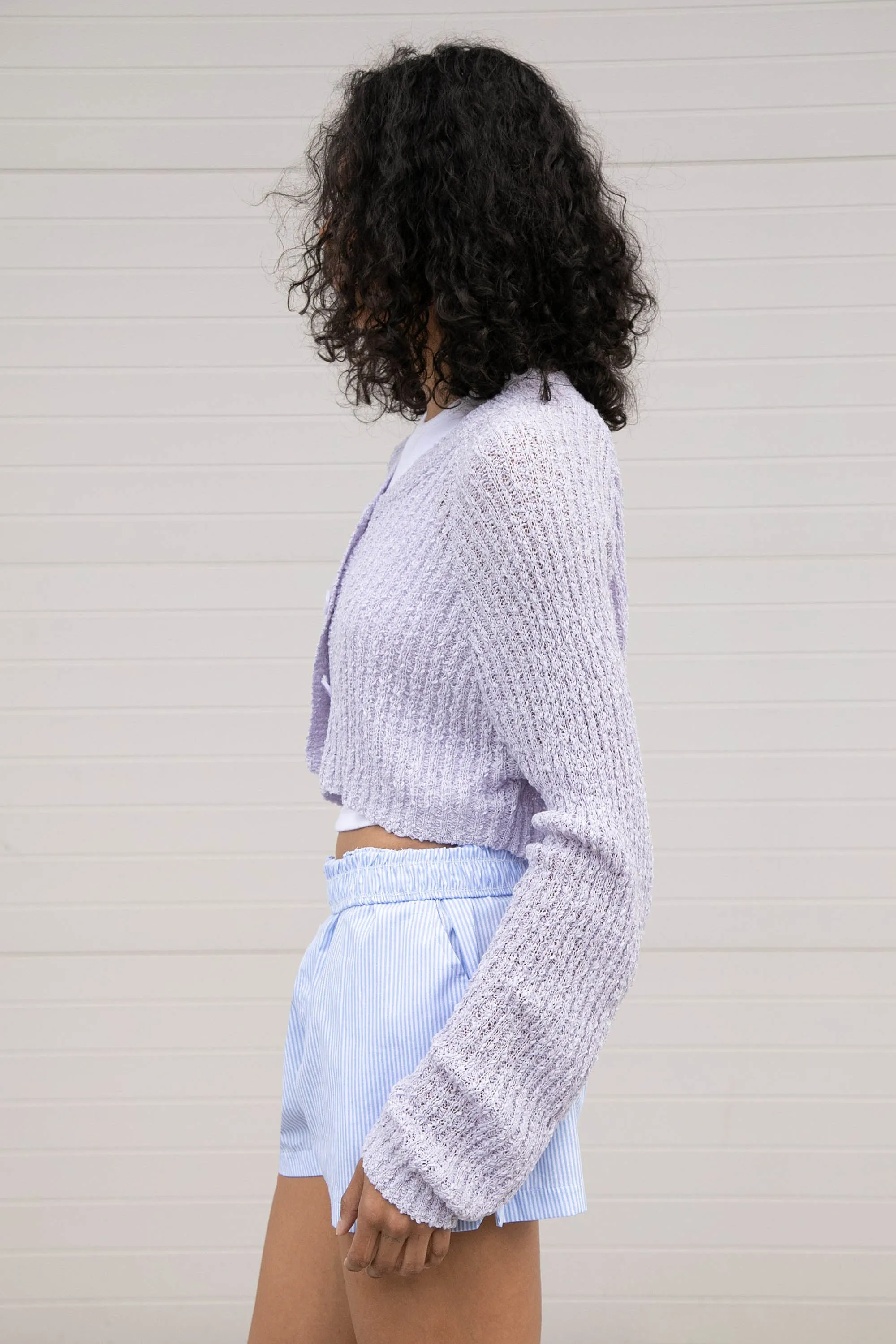 CROPPED RIBBED CARDIGAN