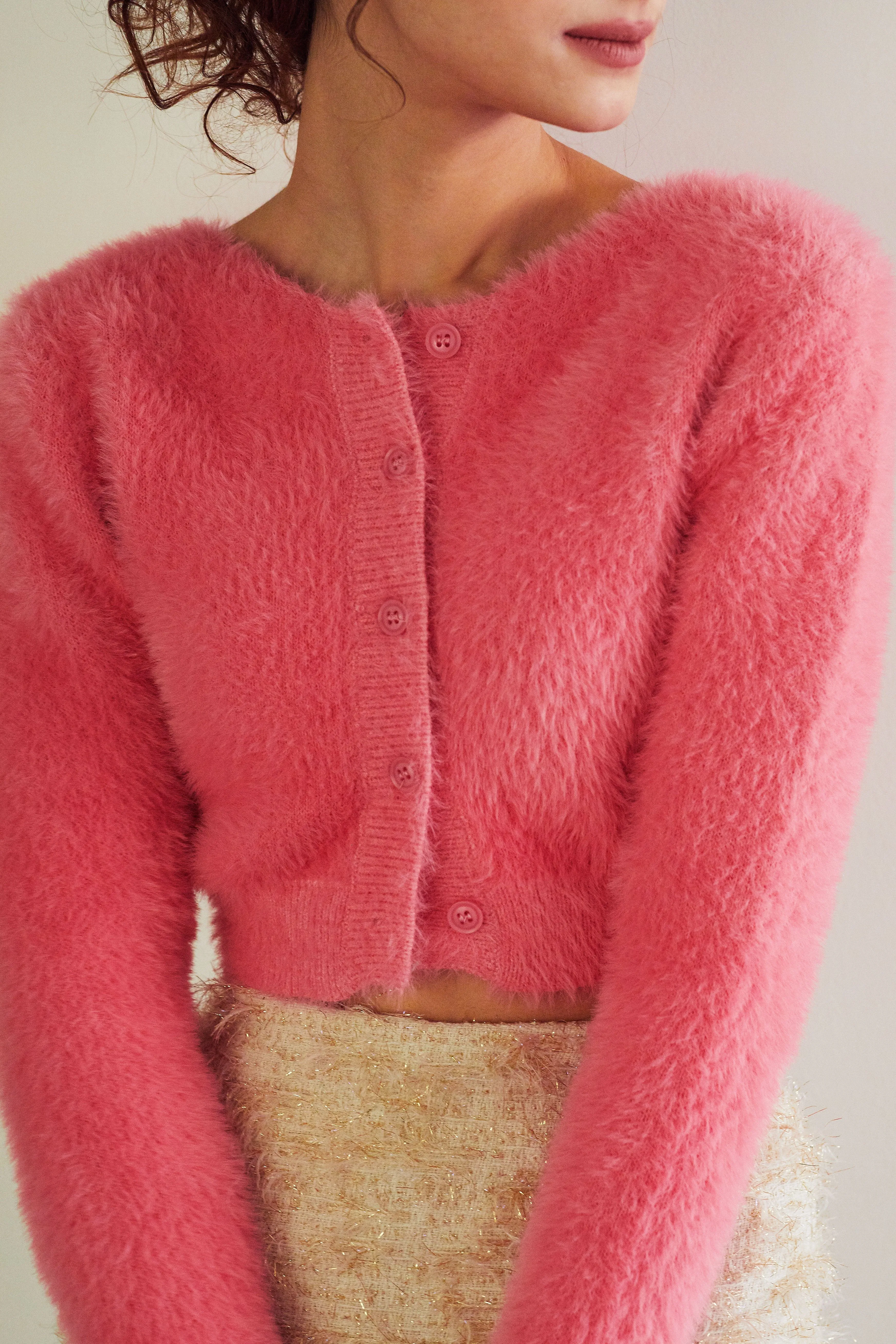 Dani Fuzzy Cropped Cardigan