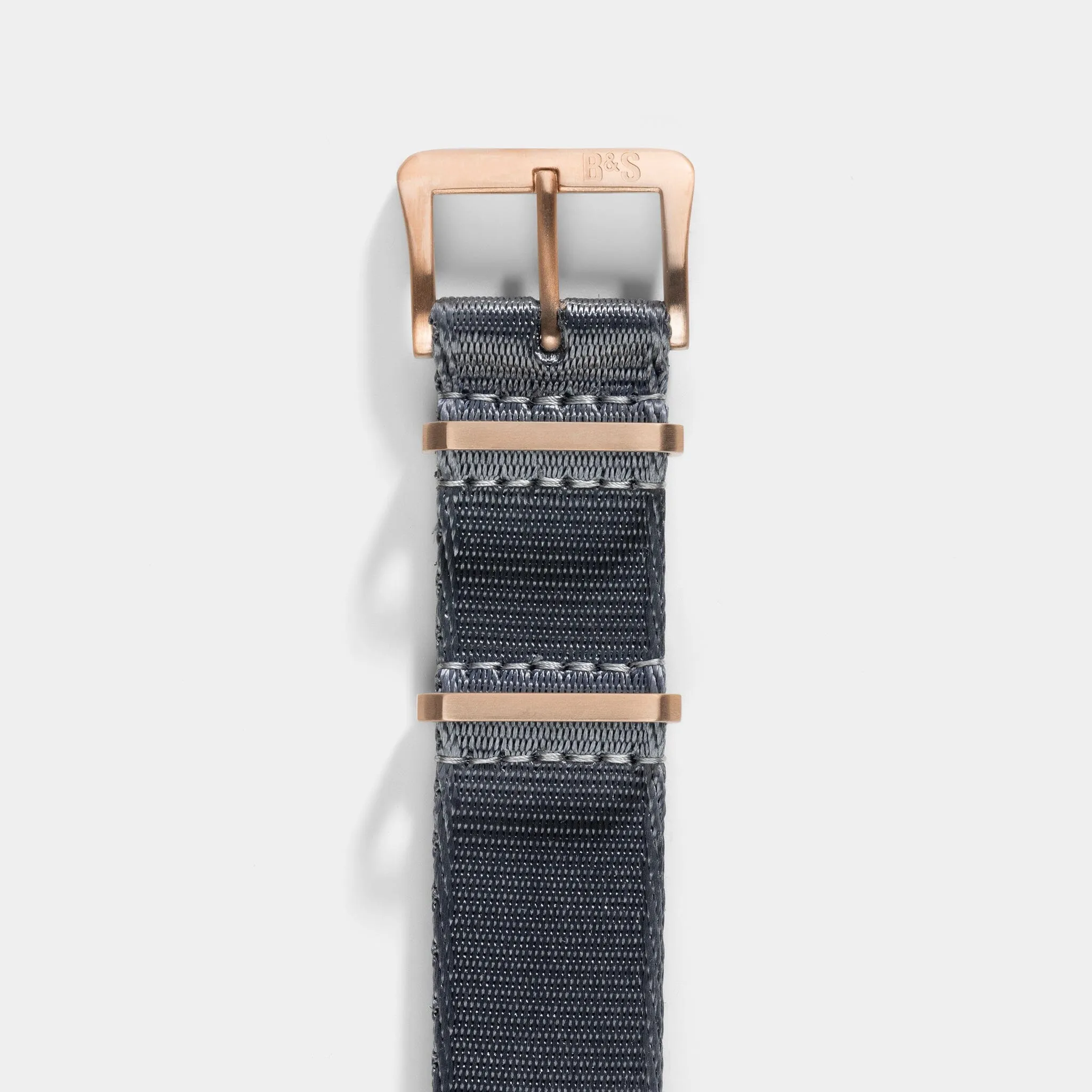 Deluxe Nylon Single Pass Watch Strap Pure Grey - Rose Gold Brushed