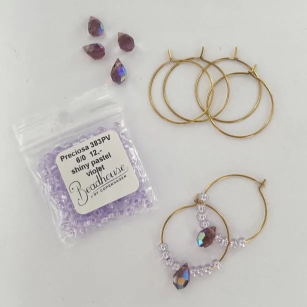 DIY Kit, Øreringe Amethyst Crystal Drops AB, forgyldt messing