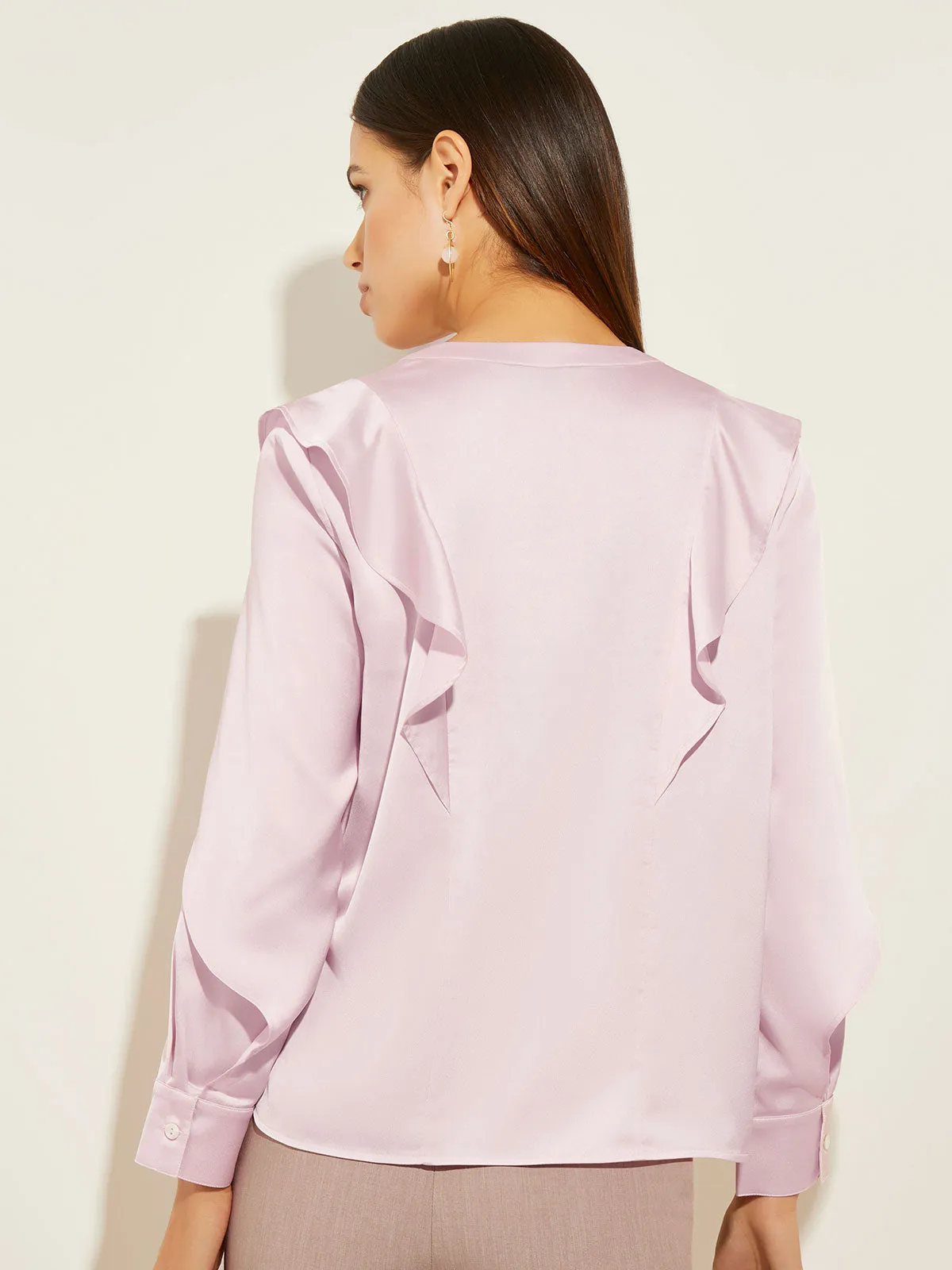 Flutter Trim Crepe de Chine Blouse