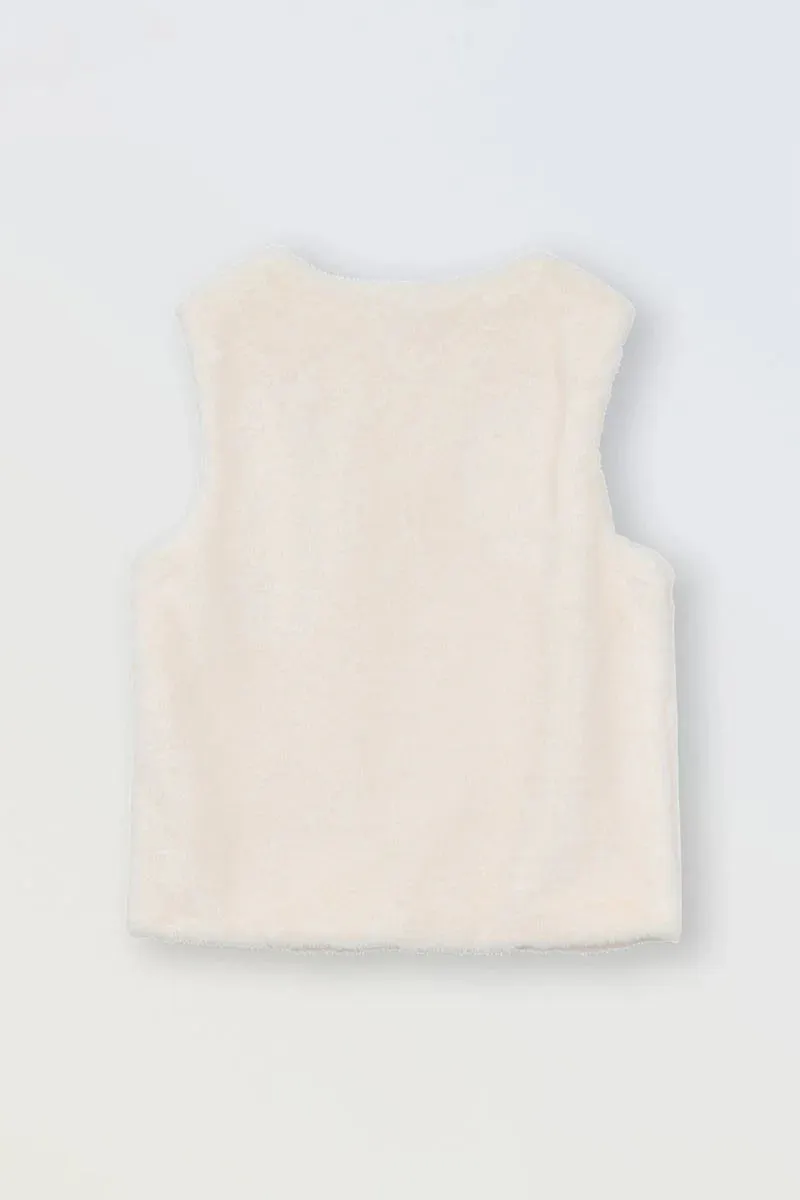 Fur-Effect Sleeveless Jacket