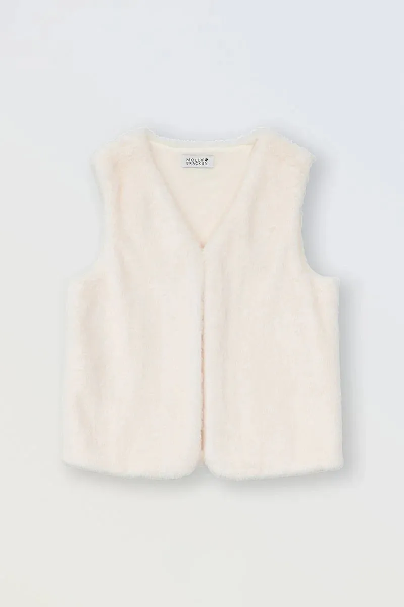 Fur-Effect Sleeveless Jacket