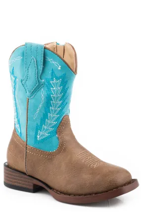 Girls Roper Brown Toddler Book w/ Turquoise Shaft