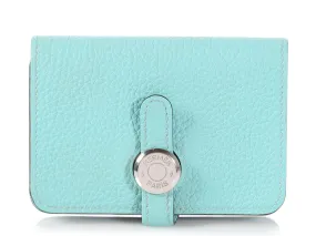 Hermès Bleu Atoll Clémence Dogon Card Holder