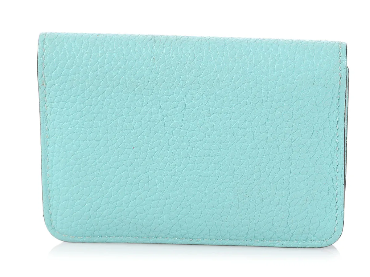 Hermès Bleu Atoll Clémence Dogon Card Holder