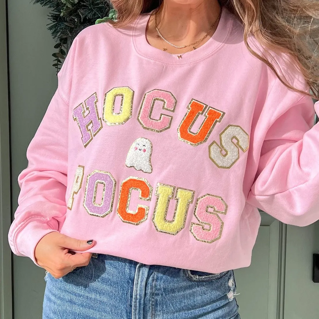 Hocus Pocus Letter Patch Crewneck Sweatshirt