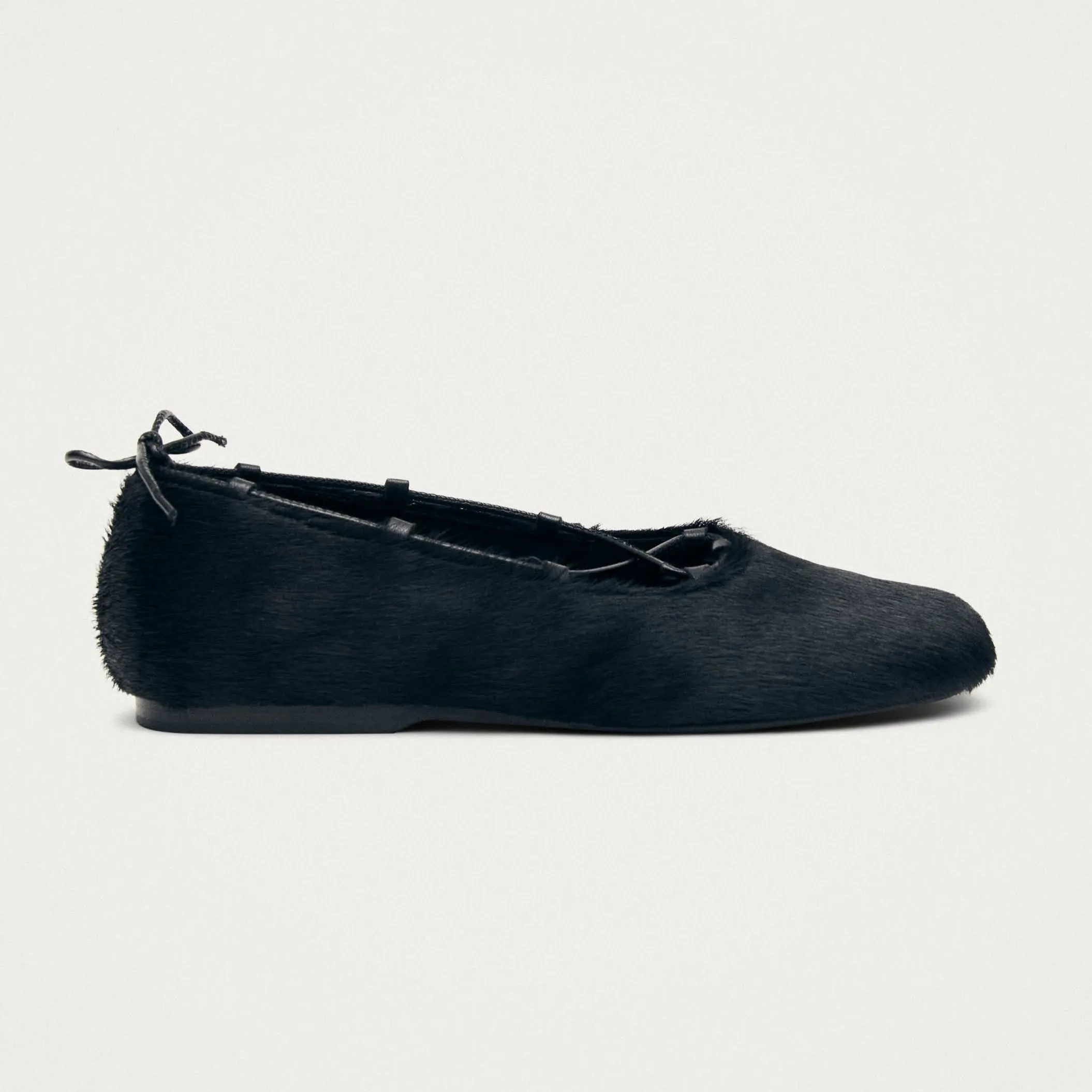 Hollis Soft Black Leather Ballet Flats