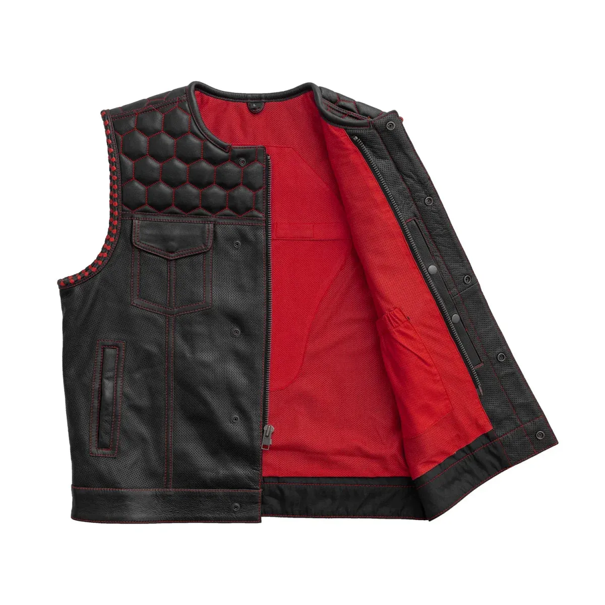 Hornet Perforated Men's Club Style Leather Vest