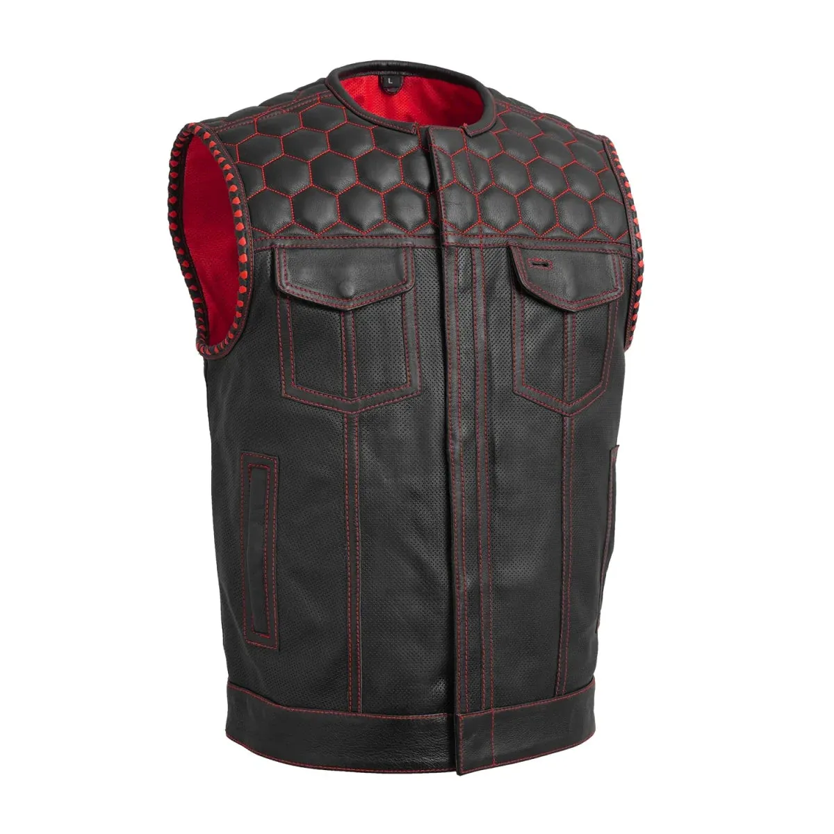 Hornet Perforated Men's Club Style Leather Vest