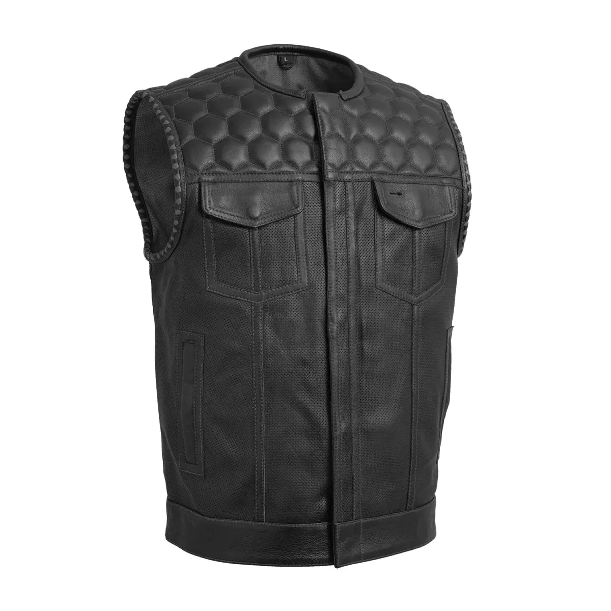 Hornet Perforated Men's Club Style Leather Vest