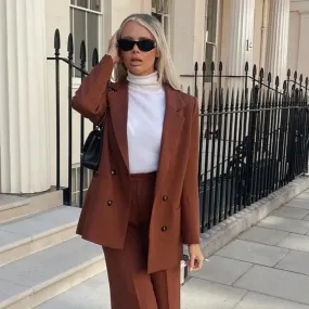 In The Style Chocolate Blazer & Trouser Suit